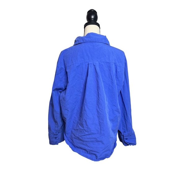 Womens Small Blue Button Front Shirt Long Sleeve Casual Loose Fit Chest Pocket - Picture 6 of 7